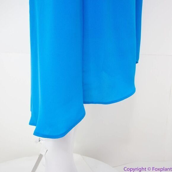 ADRIANNA PAPELL Blue Twist Front High low Flutter Sleeve Fit Flare Dress, 14W - Picture 13 of 16